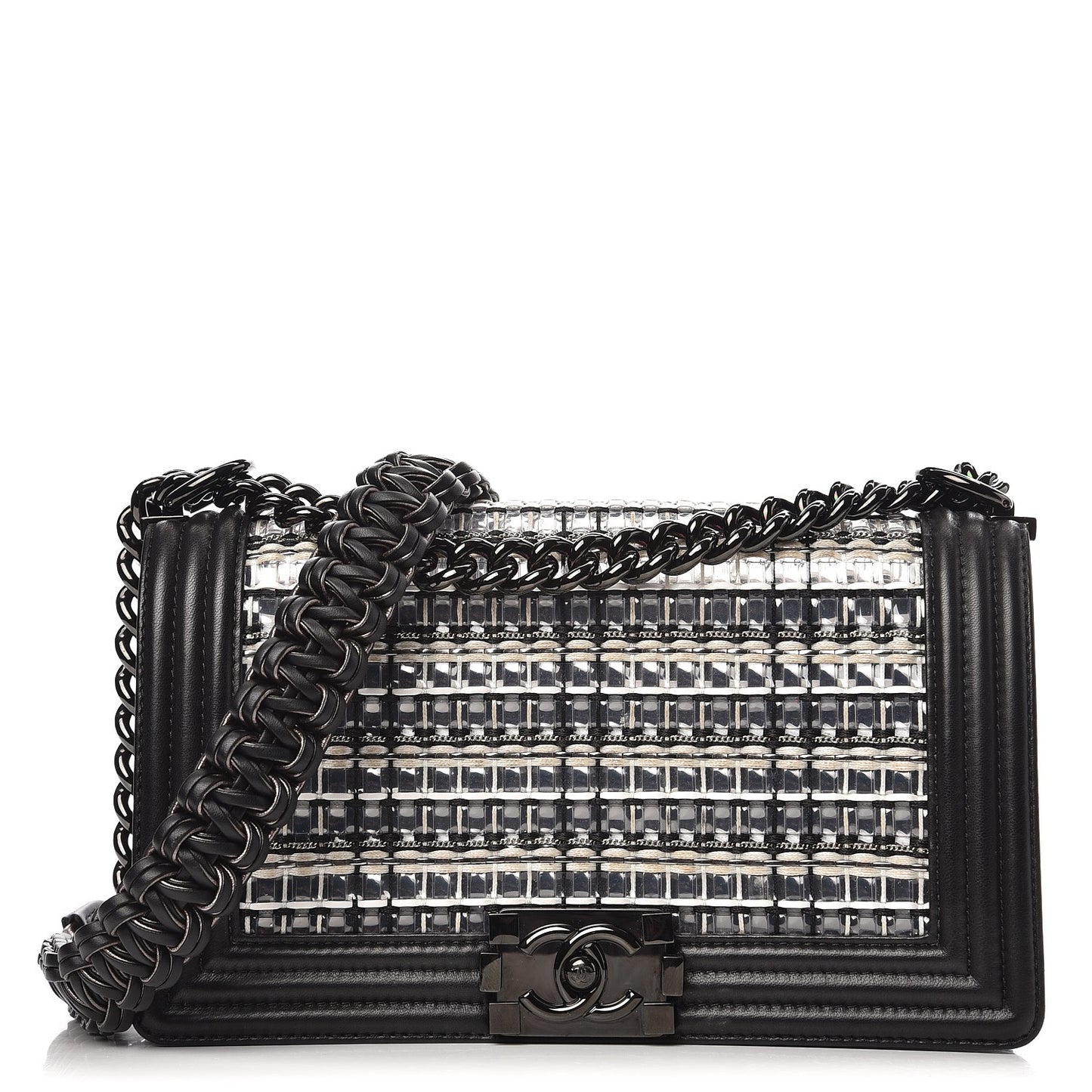PVC Thread Woven Medium Boy Flap Black