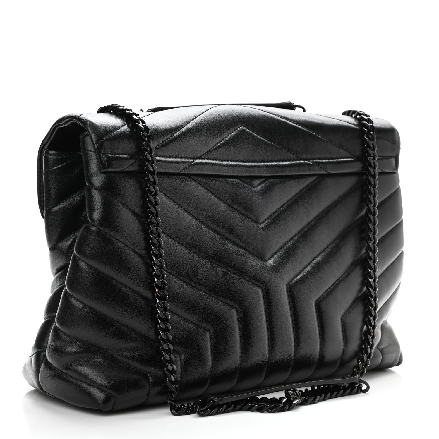 Saint Laurent Calfskin Y Quilted Monogram Medium Loulou Chain Satchel Black 3 of 8