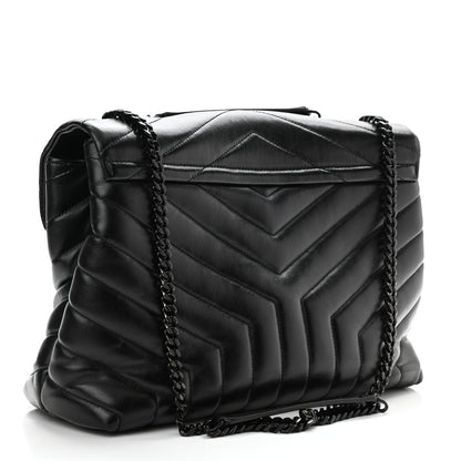 Saint Laurent Calfskin Y Quilted Monogram Medium Loulou Chain Satchel Black 3 of 8