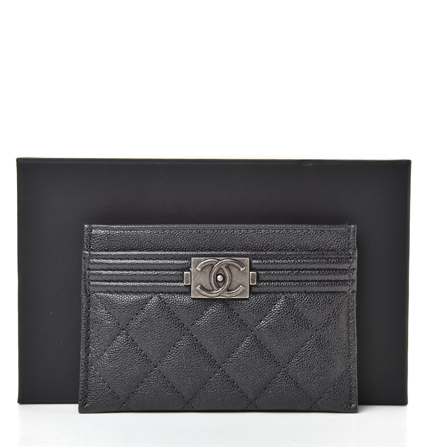 Chanel Caviar Quilted Boy Card Holder Charcoal 9 of 9