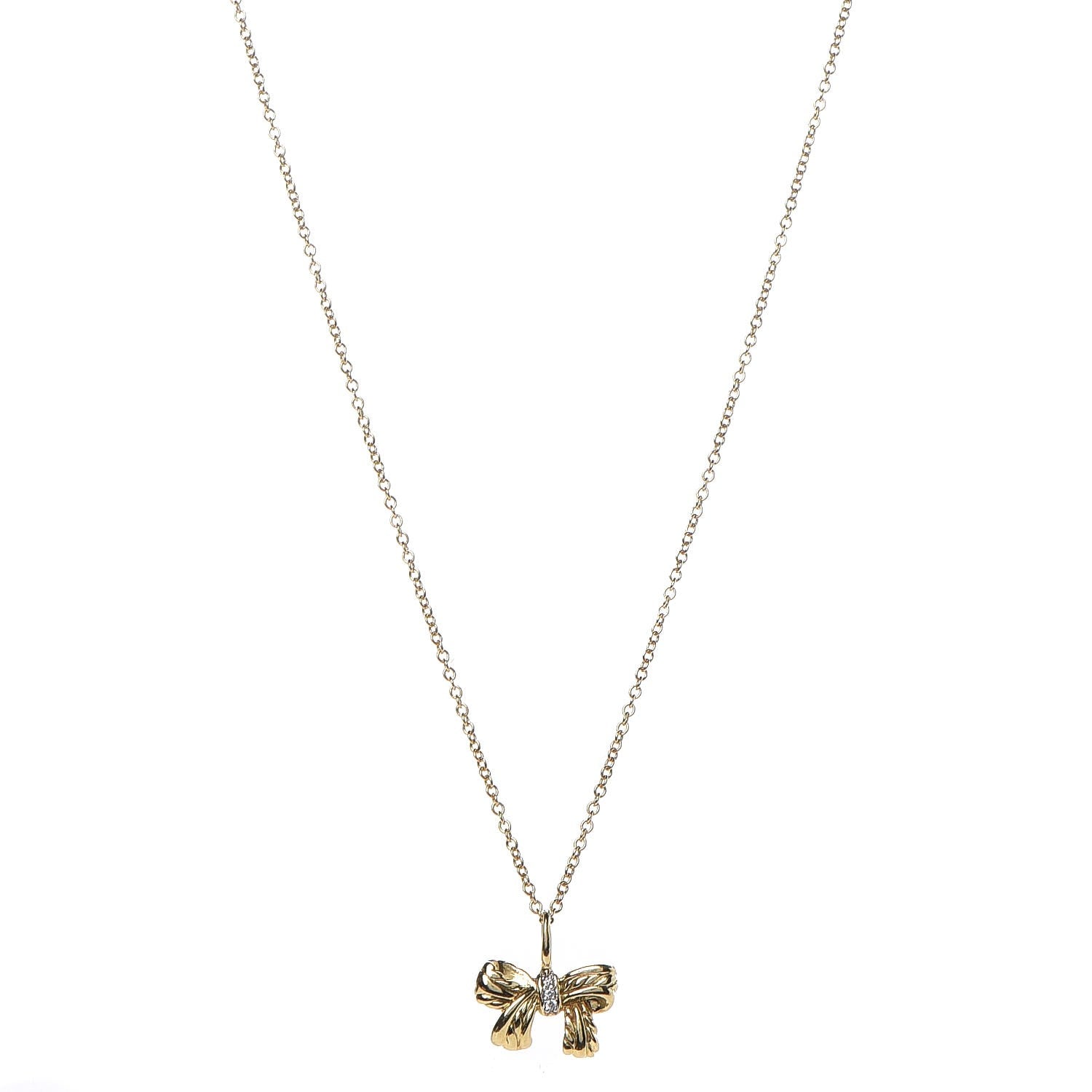 David Yurman 18K Yellow Gold Diamond Bow Pendant Necklace 1 of 6