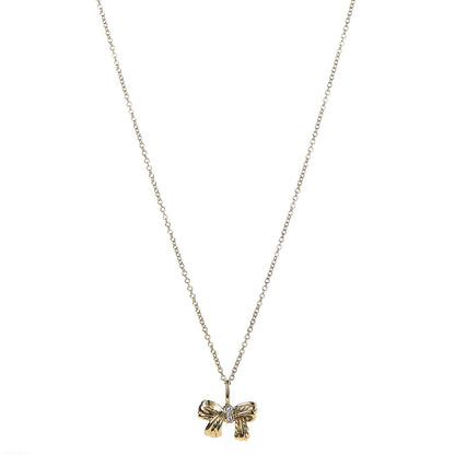 David Yurman 18K Yellow Gold Diamond Bow Pendant Necklace 1 of 6