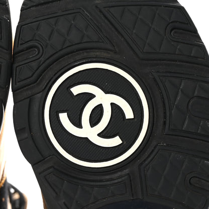 Chanel Satin Lambskin Fabric Tweed CC High Top Sneakers 37.5  Black Gold 7 of 9