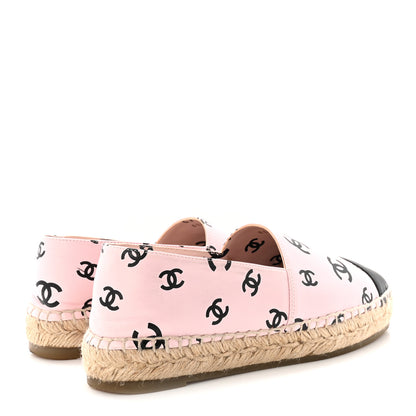 Chanel Lambskin Printed CC Espadrilles 37 Light Pink Black 5 of 9