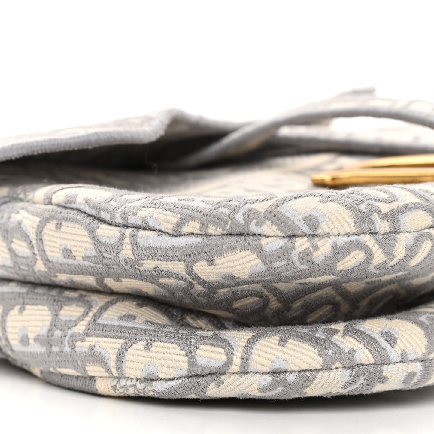 Oblique Embroidered Saddle Bag Gray