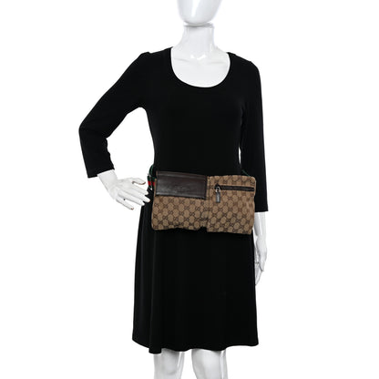 Gucci GG Monogram Web Double Pocket Belt Bag Dark Brown 2 of 13