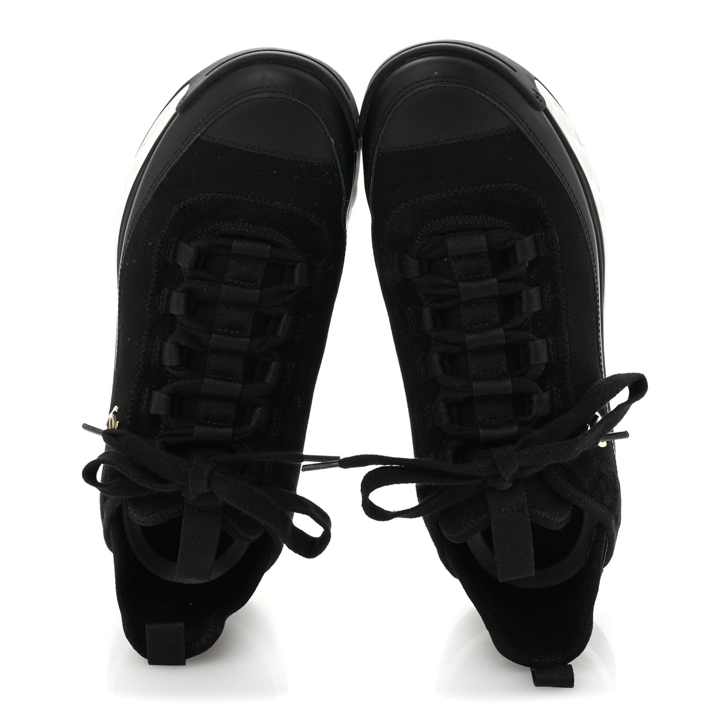 Velvet Calfskin Mixed Fibers CC Sneakers 39.5 Black