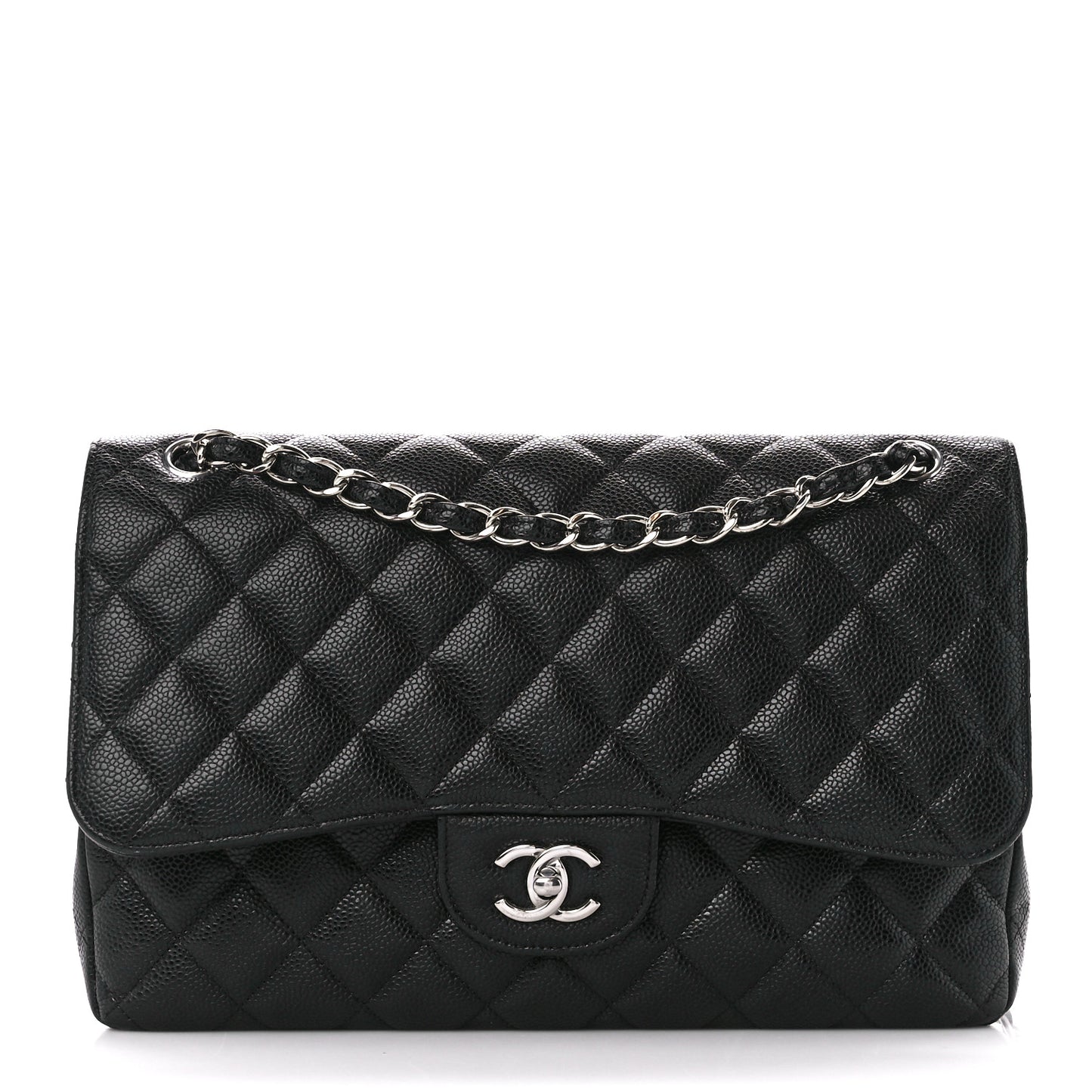 Caviar Quilted Jumbo Double Flap Black