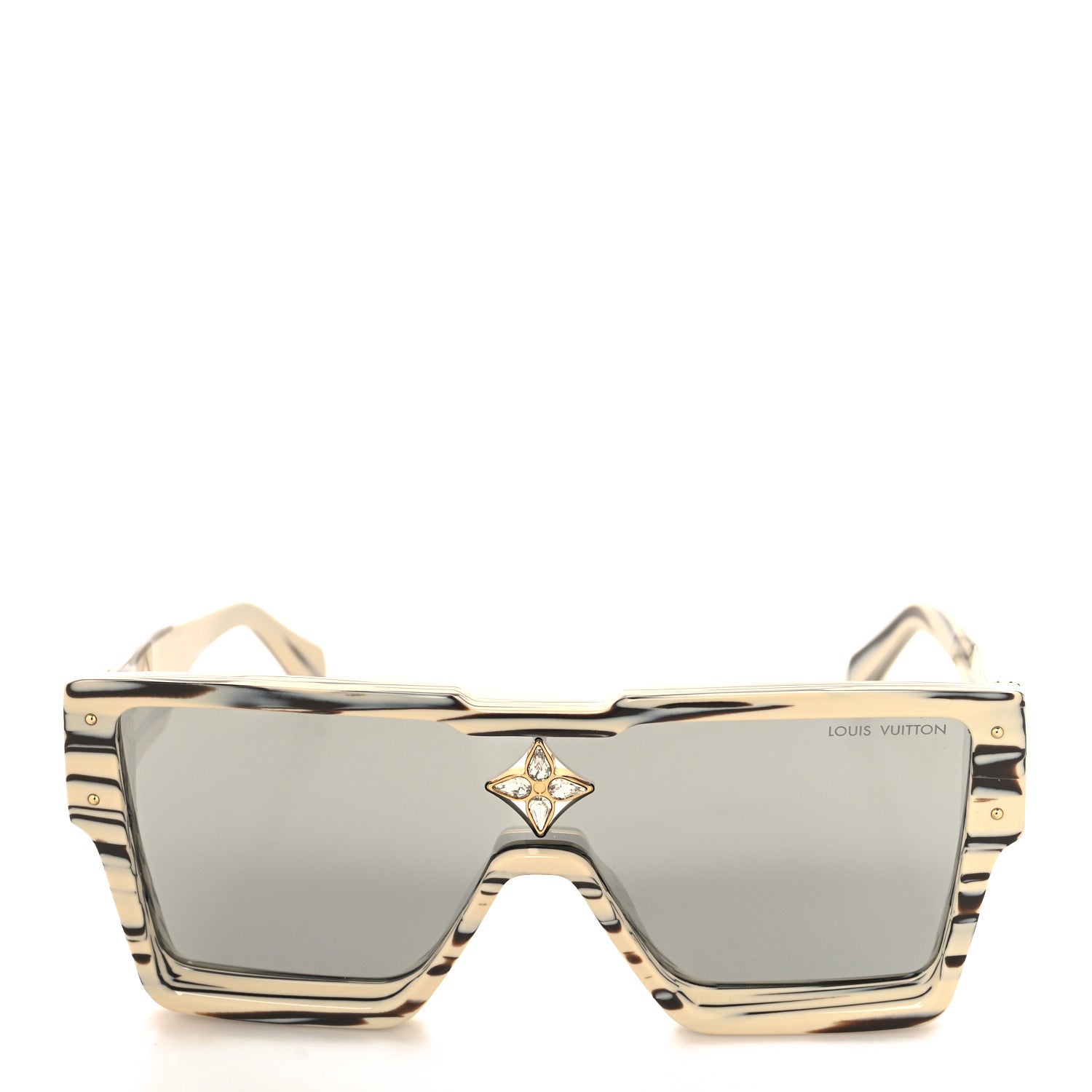 Louis Vuitton Acetate Swarovski Crystal Zebra Cyclone Sunglasses Z1643E Ivory 2 of 8