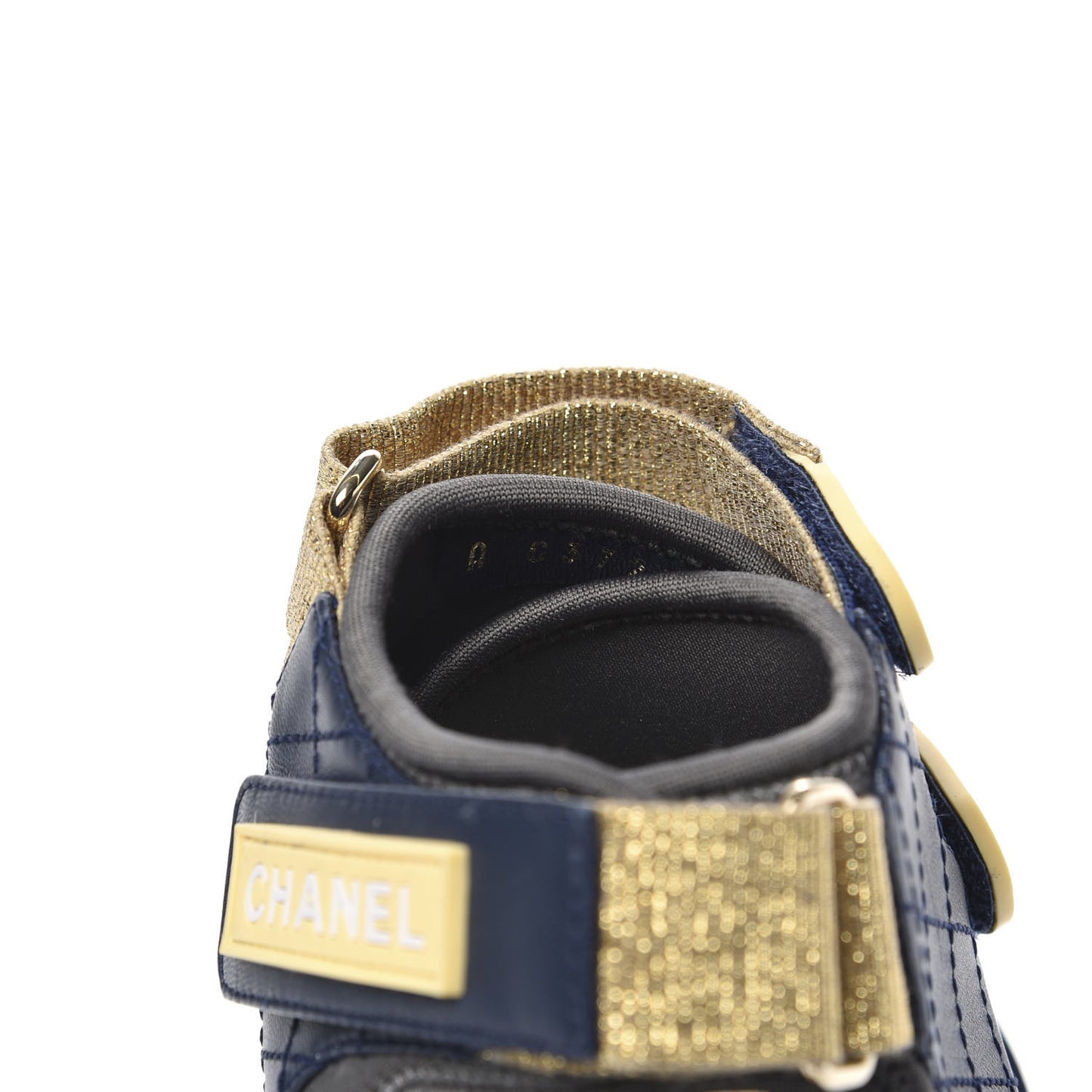 Goatskin Fabric Gladiator Sandals 41.5 Navy Blue Light Grey Yellow