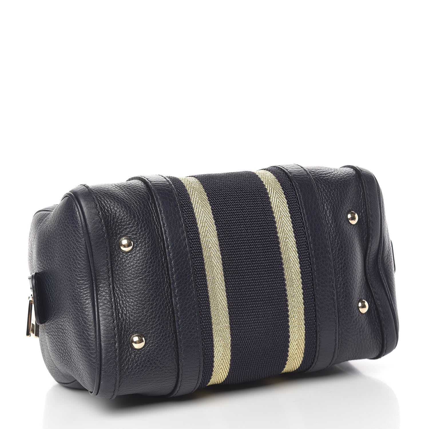 Gucci Calfskin Vintage Web Small Boston Navy Blue 4 of 12