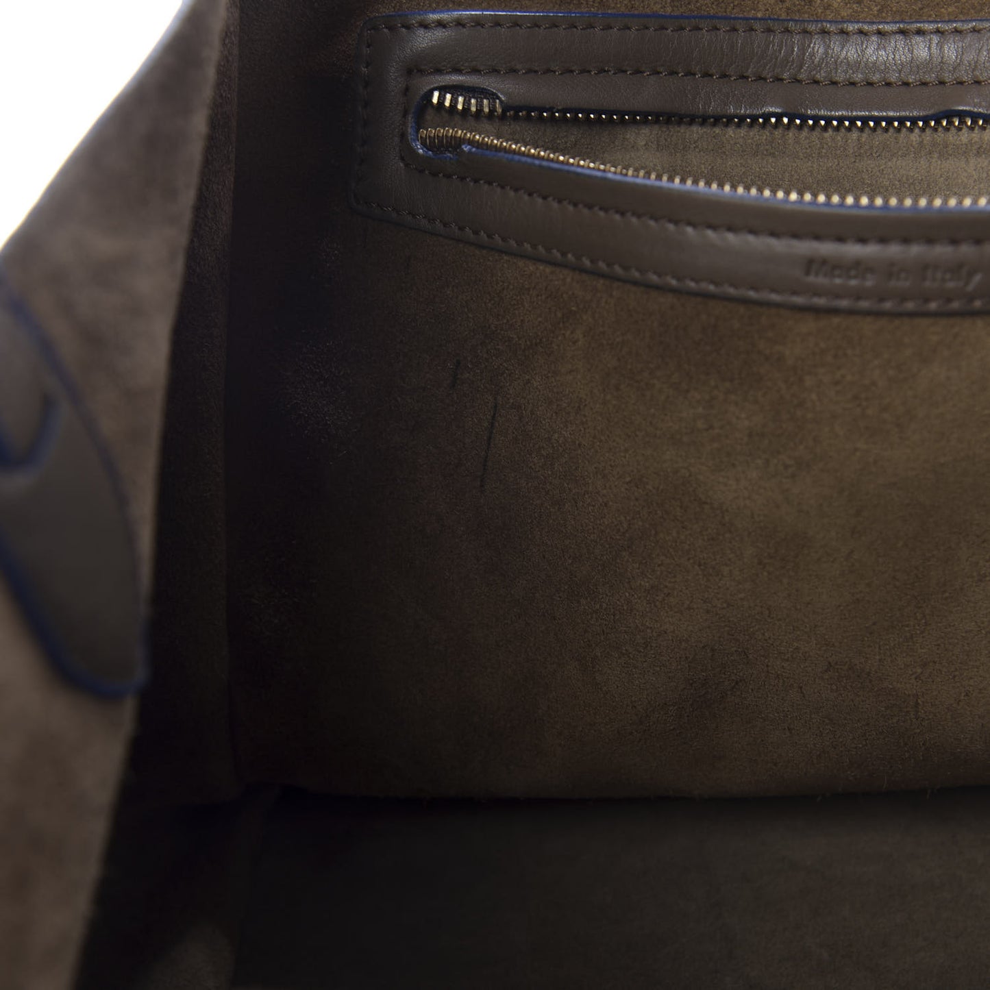 Supple Calfskin Medium Phantom Luggage Khaki Cobalt Trim