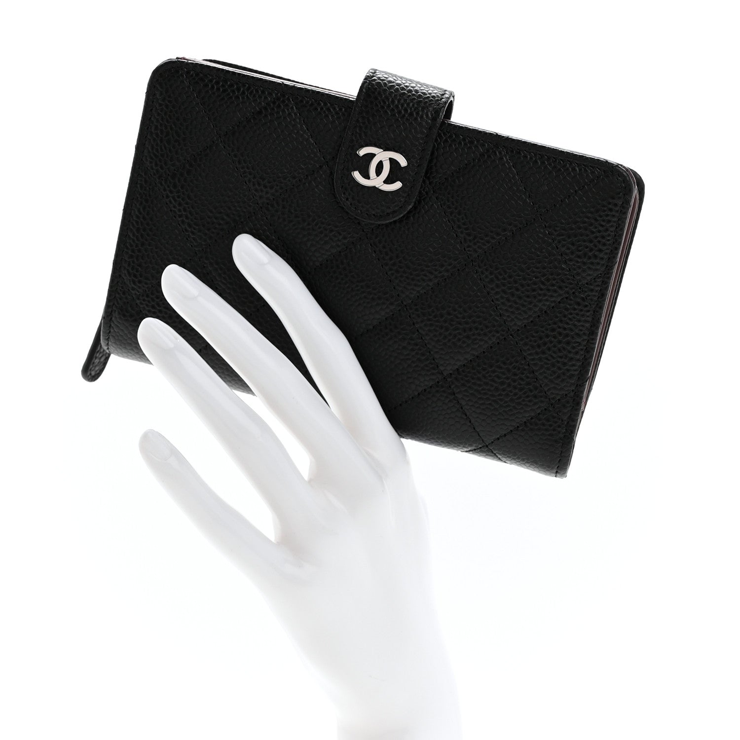 Chanel Caviar Quilted Zipped Pocket Wallet Black 2 of 8