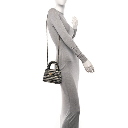 Chanel Tweed Houndstooth Quilted Nano Kelly Shopper Black White 2 of 11