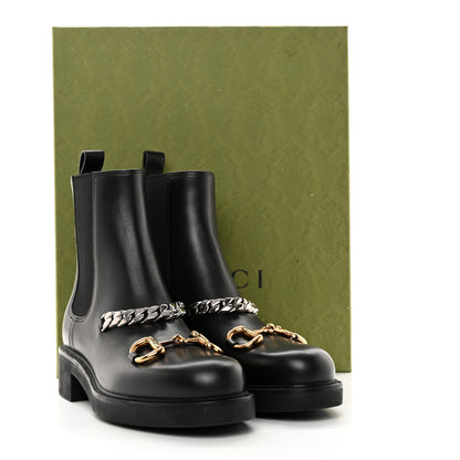 Gucci Flores Calfskin Horsebit Chain Ankle Boots 40.5 Black 11 of 11