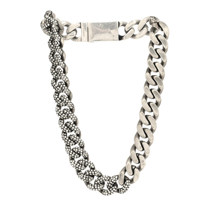 Saint Laurent Crystal Curb Chain Necklace Oxidized Silver 3 of 4