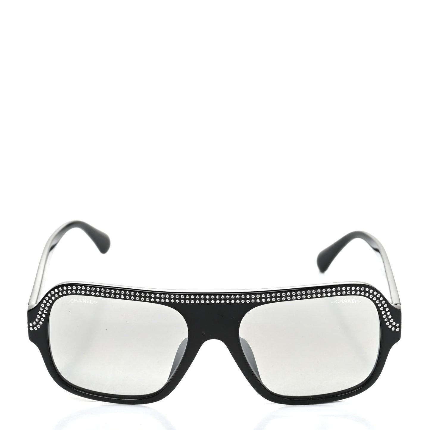 Crystal CC Shield Sunglasses 71432A Black Silver