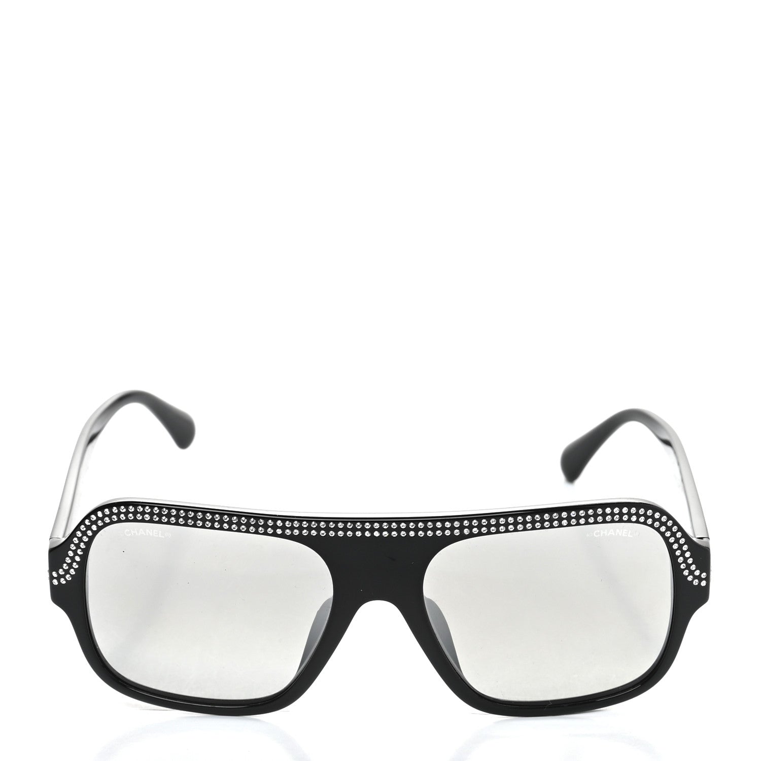 Chanel Crystal CC Shield Sunglasses 71432A Black Silver 2 of 7