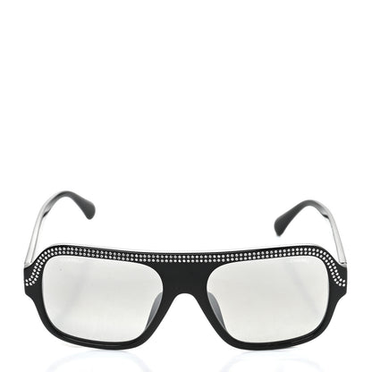 Chanel Crystal CC Shield Sunglasses 71432A Black Silver 2 of 7
