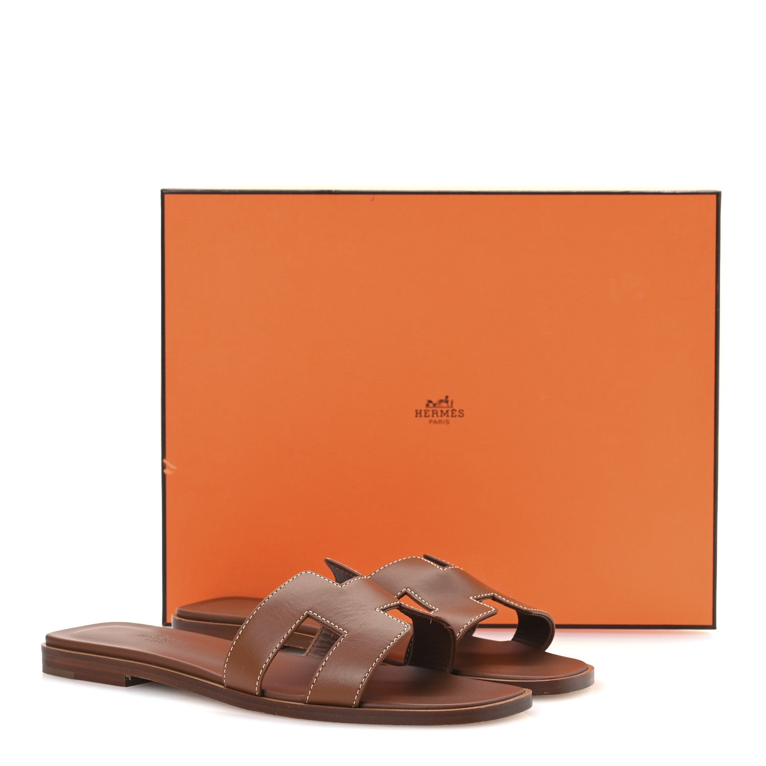 Hermes Box Calfskin Oran Sandals 36.5 Gold 11 of 11