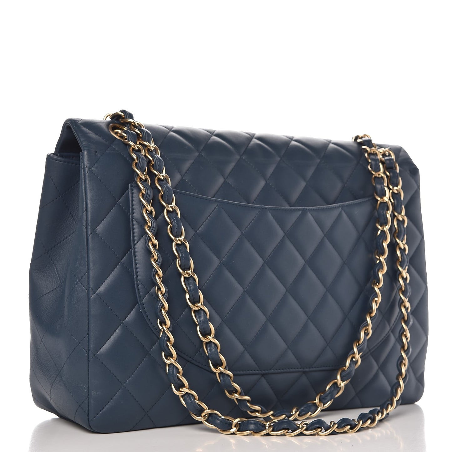 Lambskin Quilted Maxi Single Flap Blue