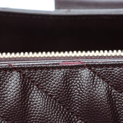 Saint Laurent Grain De Poudre Matelasse Chevron Monogram Shopping Bag Amarena 7 of 8