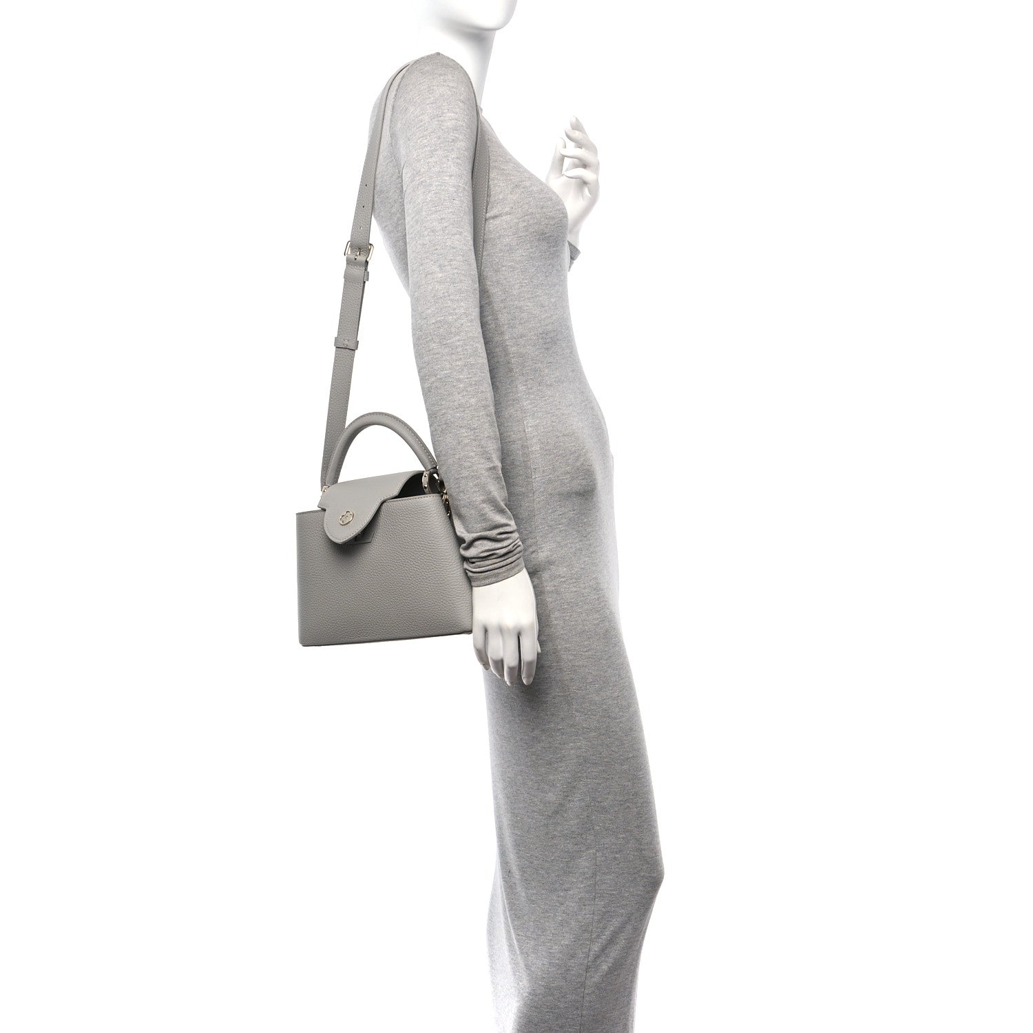 Louis Vuitton Taurillon Capucines BB Flint Grey 2 of 12