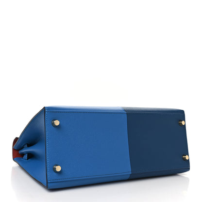 Hermes Epsom Casaque Kelly Sellier 28 Deep Bleu Mykonos Brique 4 of 11