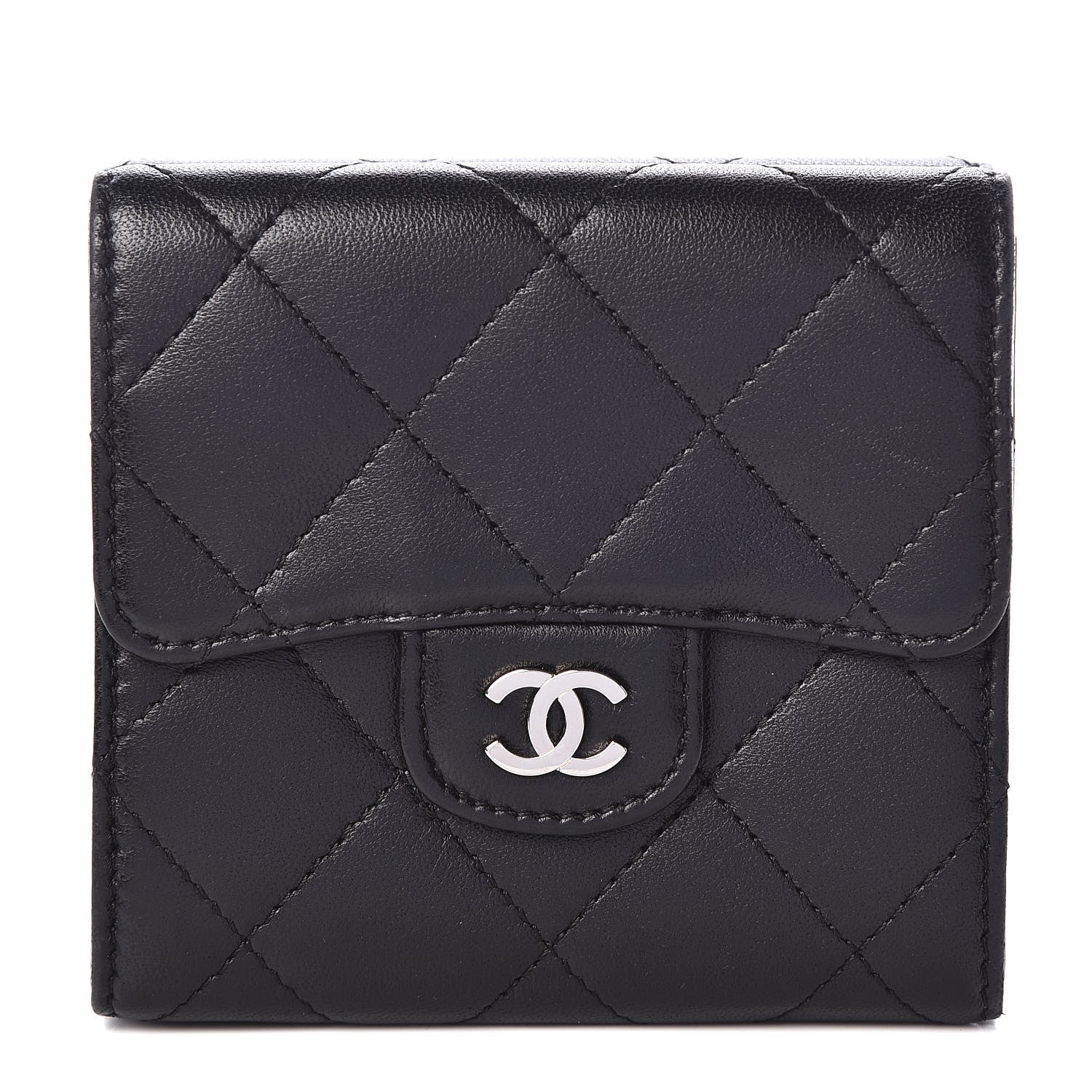 Chanel Lambskin Quilted Double Sided Wallet Black 1 of 10