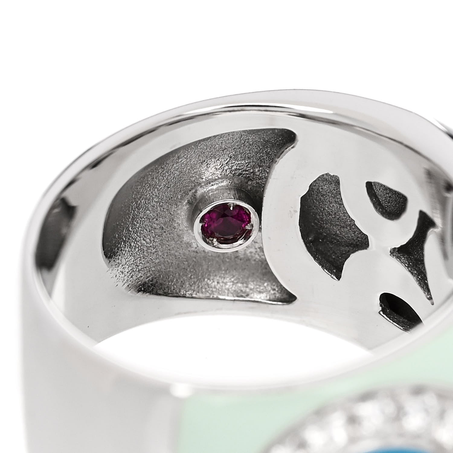 Roberto Coin 18K White Gold Diamond Enamel Evil Eye Ring 52 6 Multicolor 5 of 5