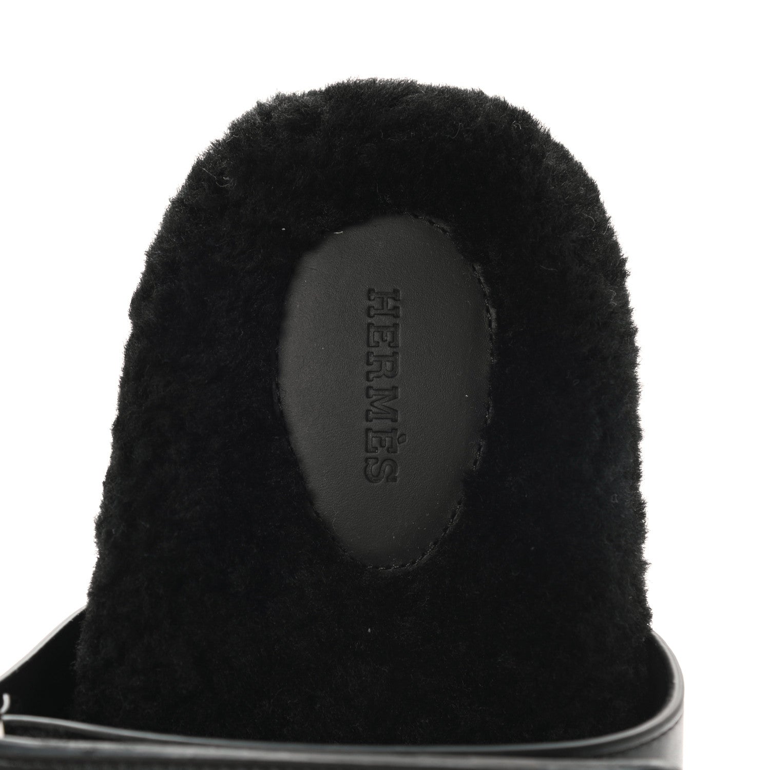Hermes Calfskin Woolskin Womens Chypre Sandals 41 Black 7 of 10