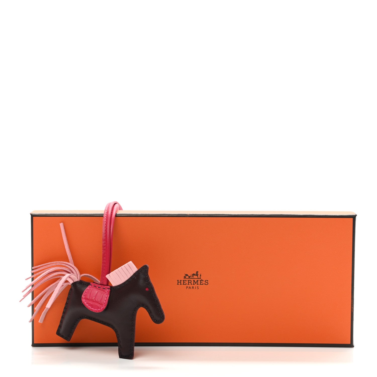 Hermes Milo Lambskin Matte Alligator Touch Grigri Rodeo Horse Bag Charm PM Rouge Sellier Framboise Rose Sakura 5 of 5