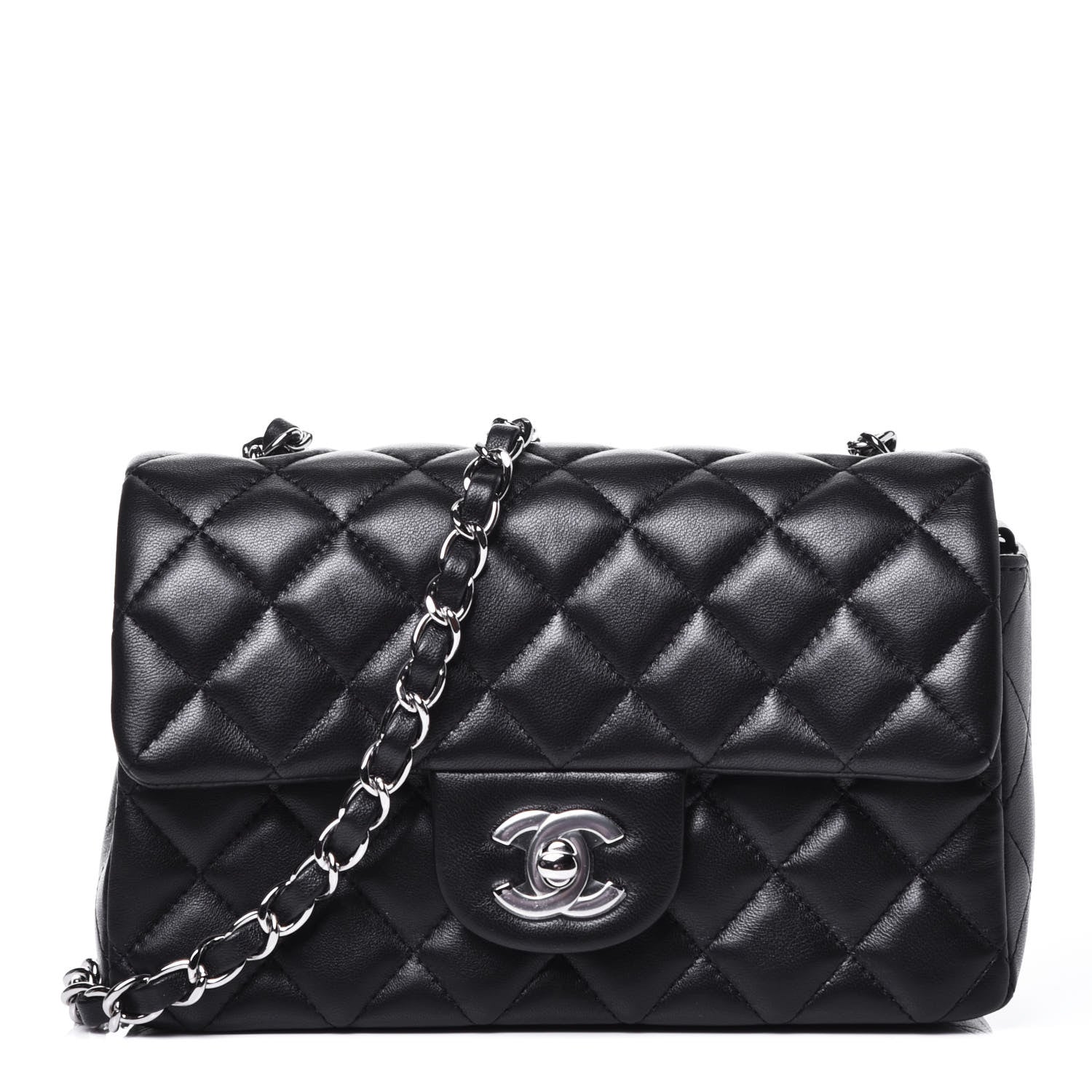 Chanel Lambskin Quilted Mini Rectangular Flap Black 1 of 9