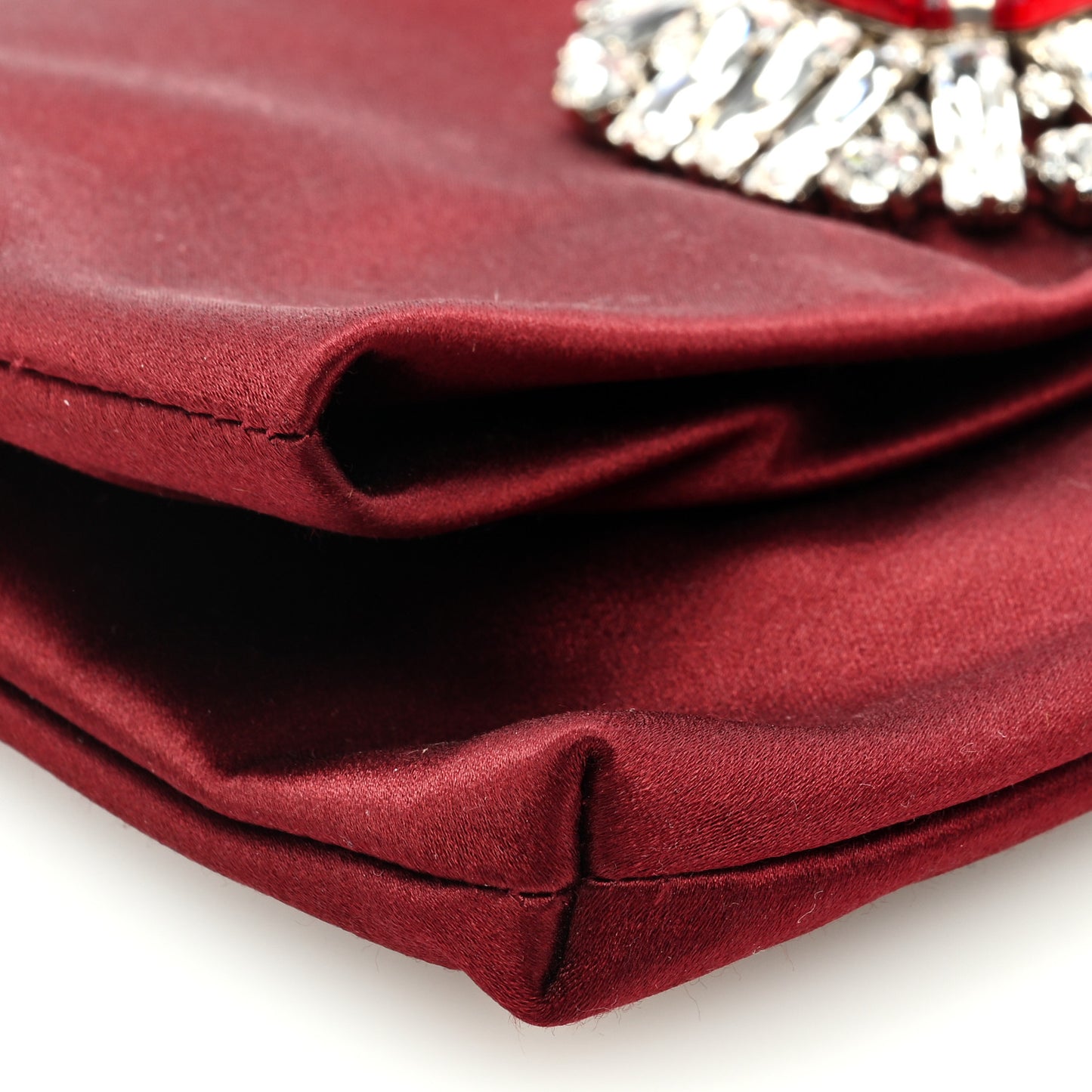 Satin Crystal Titania Clutch Red