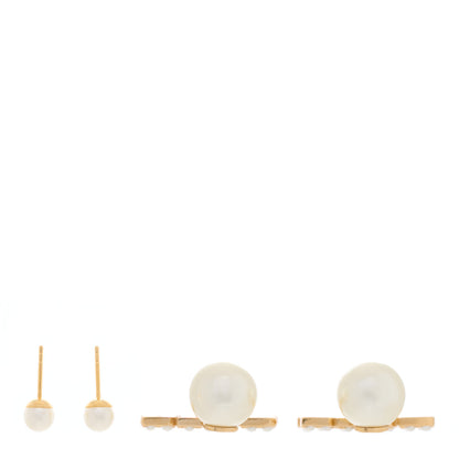 Christian Dior Metal Pearl Tribal Drop Earrings Gold 3 of 4