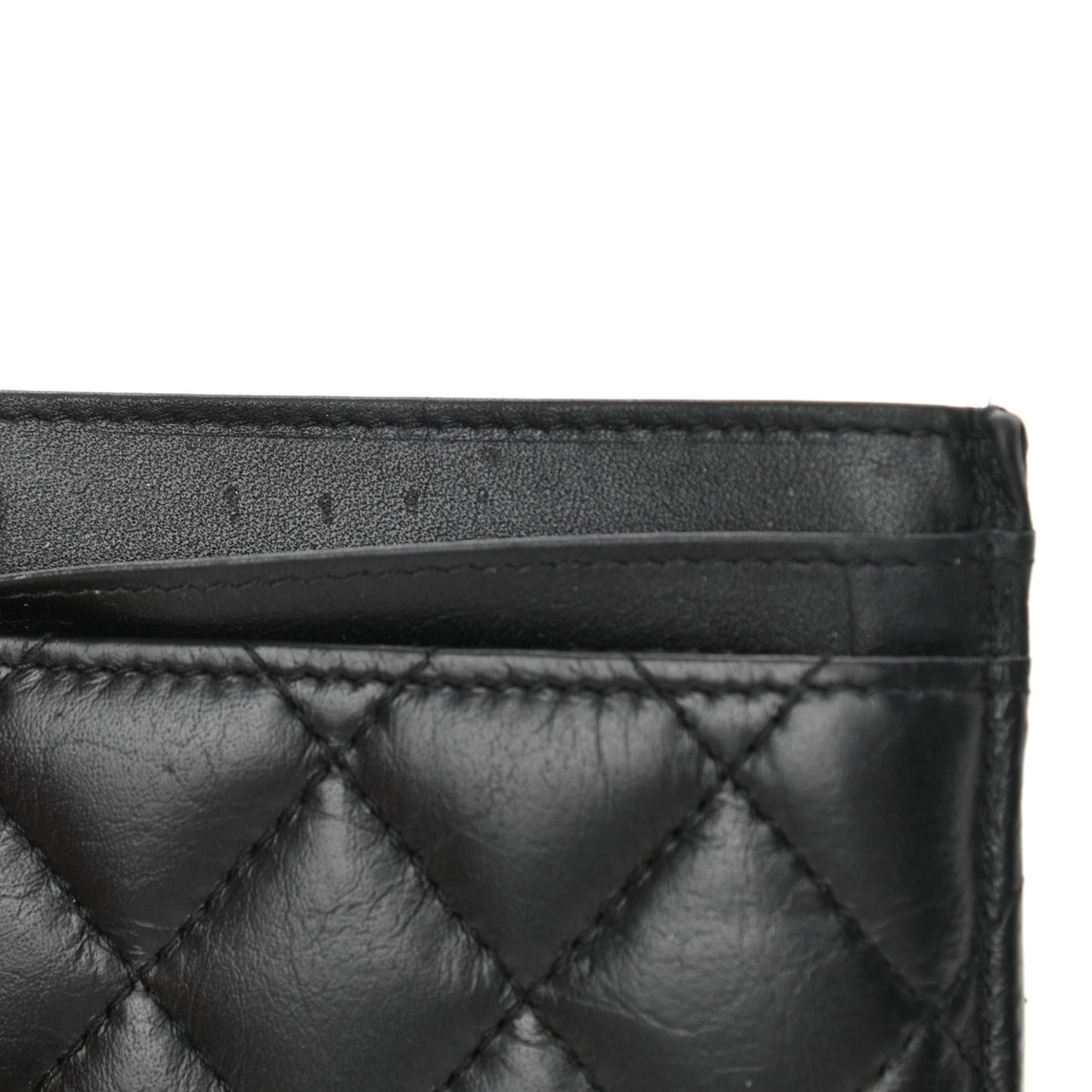 Aged Calfskin Quilted Lucky Charms Reissue Card Holder Black