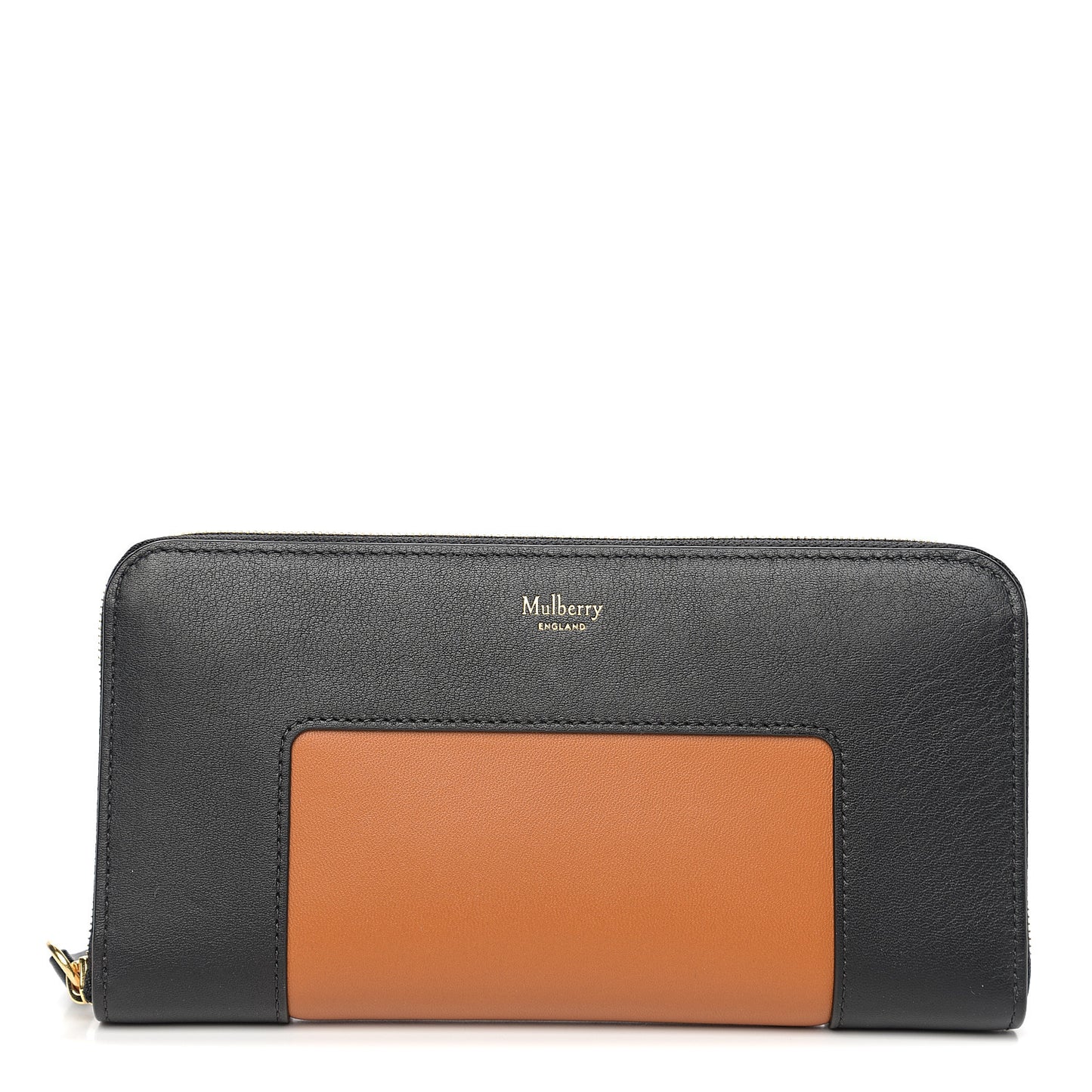 Silky Calfskin Colorblock 12 Card Zip Around Wallet Nutmeg