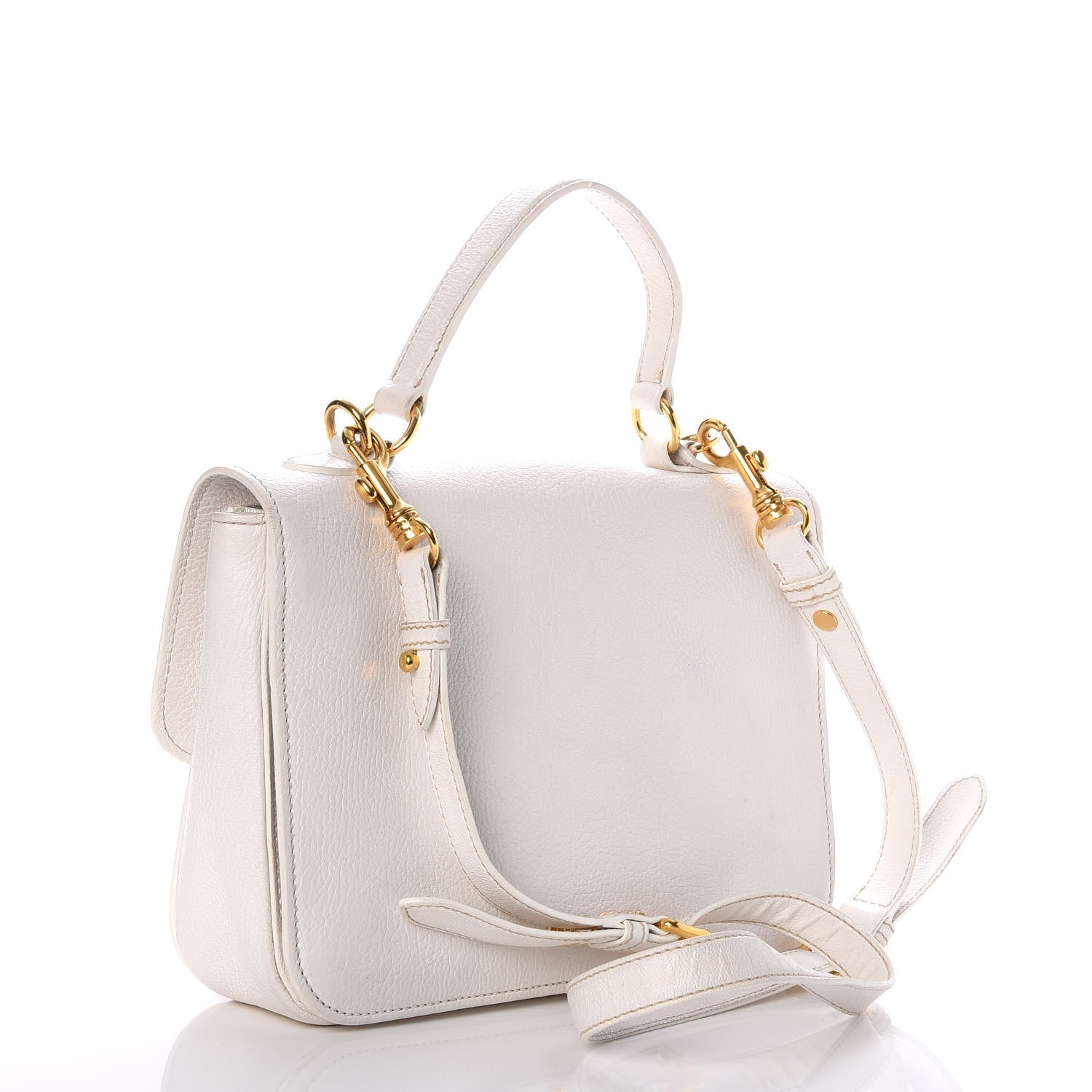 Miu Miu Goatskin Madras Shoulder Bag White 4 of 11