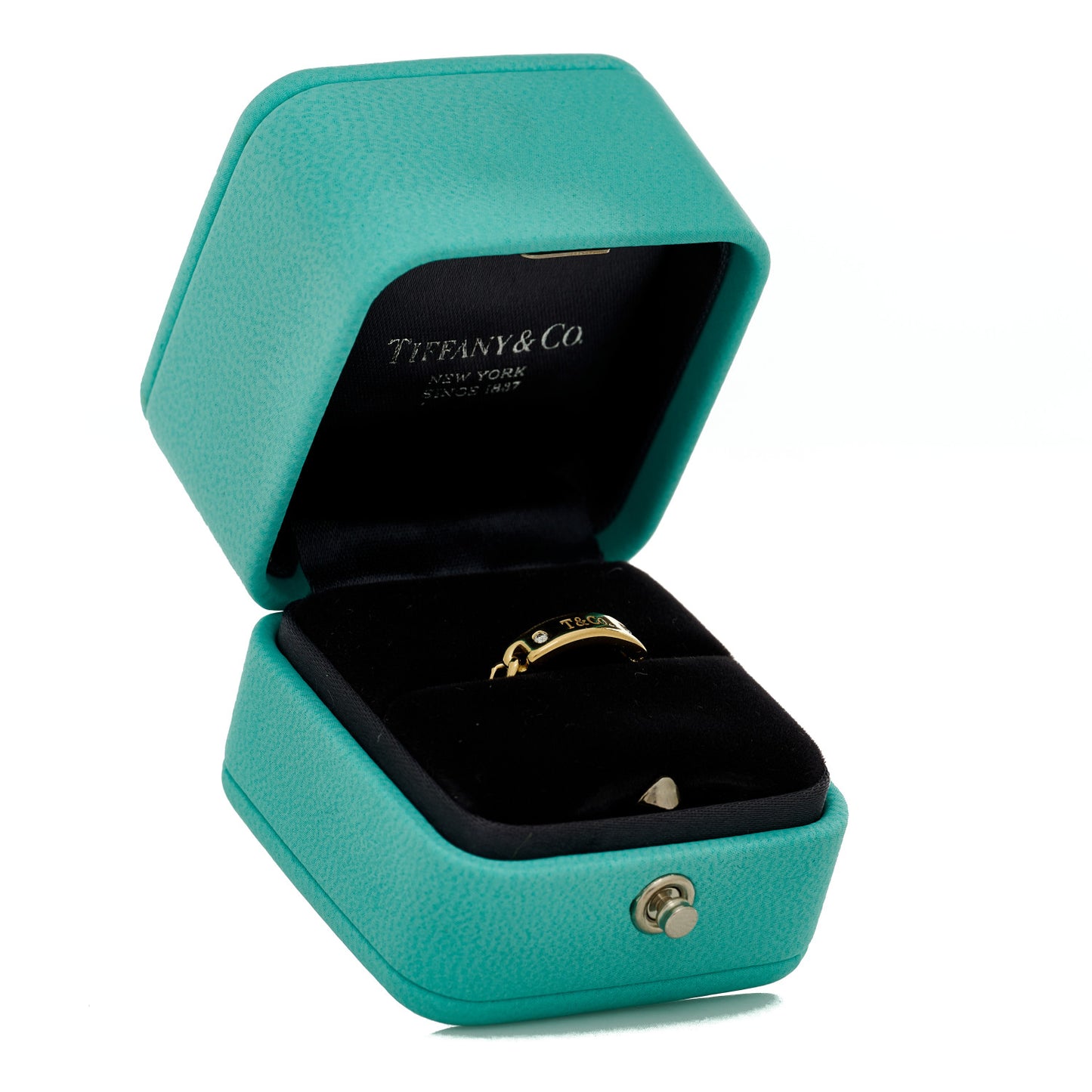 18K Yellow Gold Diamond Micro Link Ring 49 5