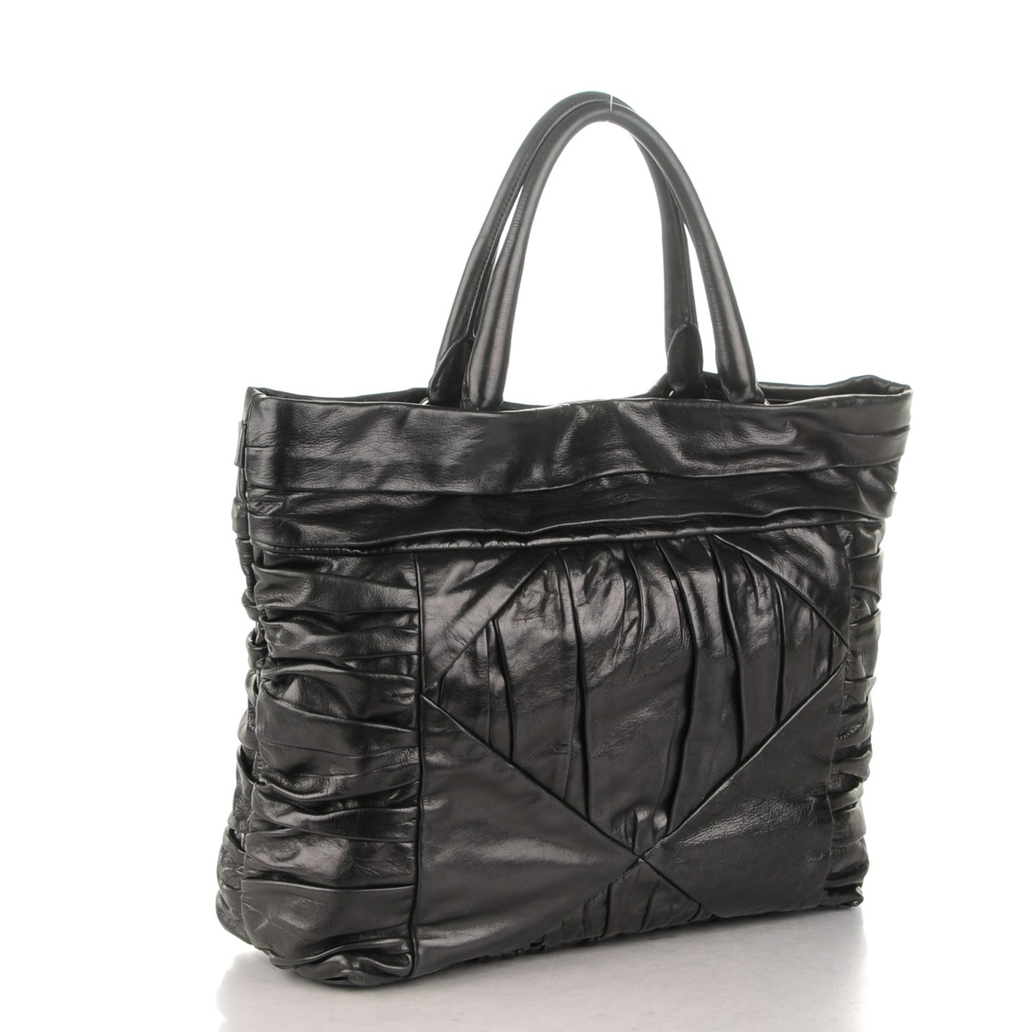 Royal Calf Pleated Tote Black
