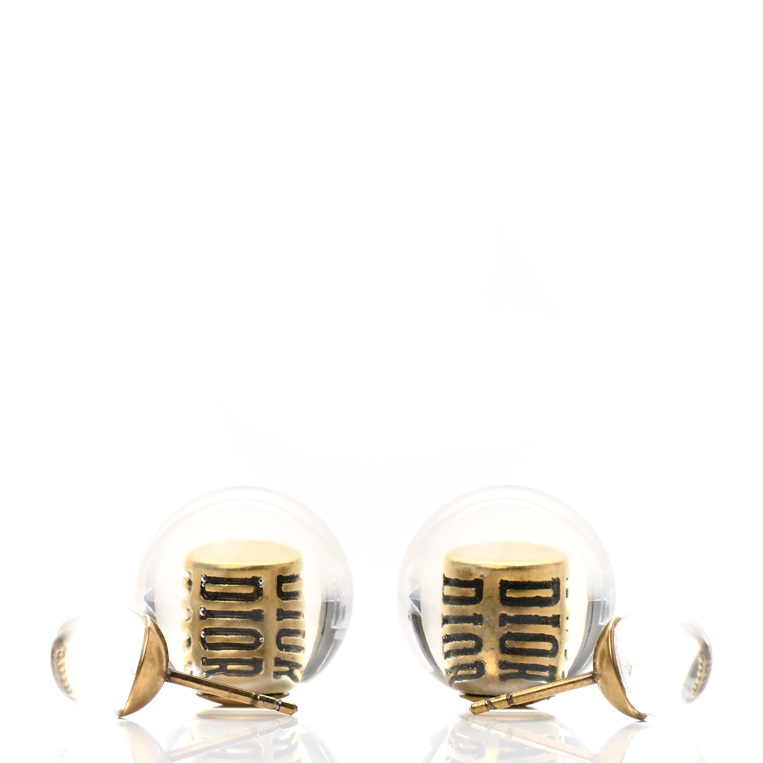 Christian Dior Mise En Dior Tribal Logo Earrings Translucent Gold 3 of 4