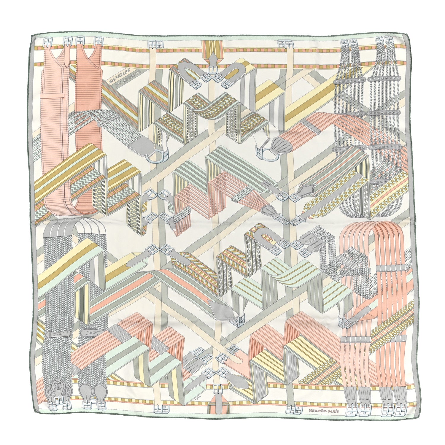 Hermes Silk Sangles En Zigzag Scarf 90 1 of 6