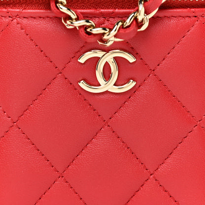 Chanel Lambskin Quilted Top Handle Mini Vanity Case With Chain Red 8 of 11