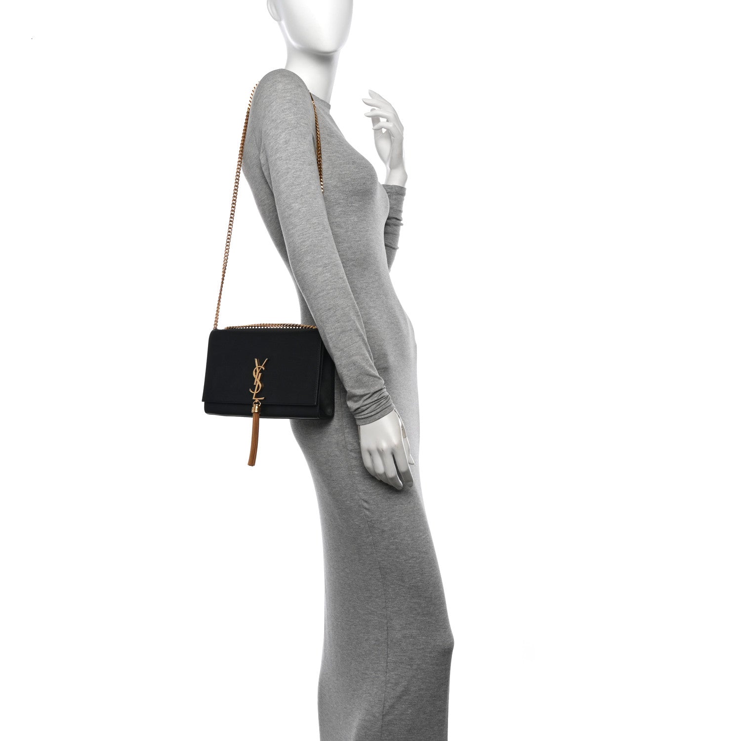Saint Laurent Grain De Poudre Medium Classic Monogram Kate Tassel Satchel Black 2 of 11