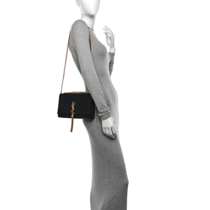 Saint Laurent Grain De Poudre Medium Classic Monogram Kate Tassel Satchel Black 2 of 11