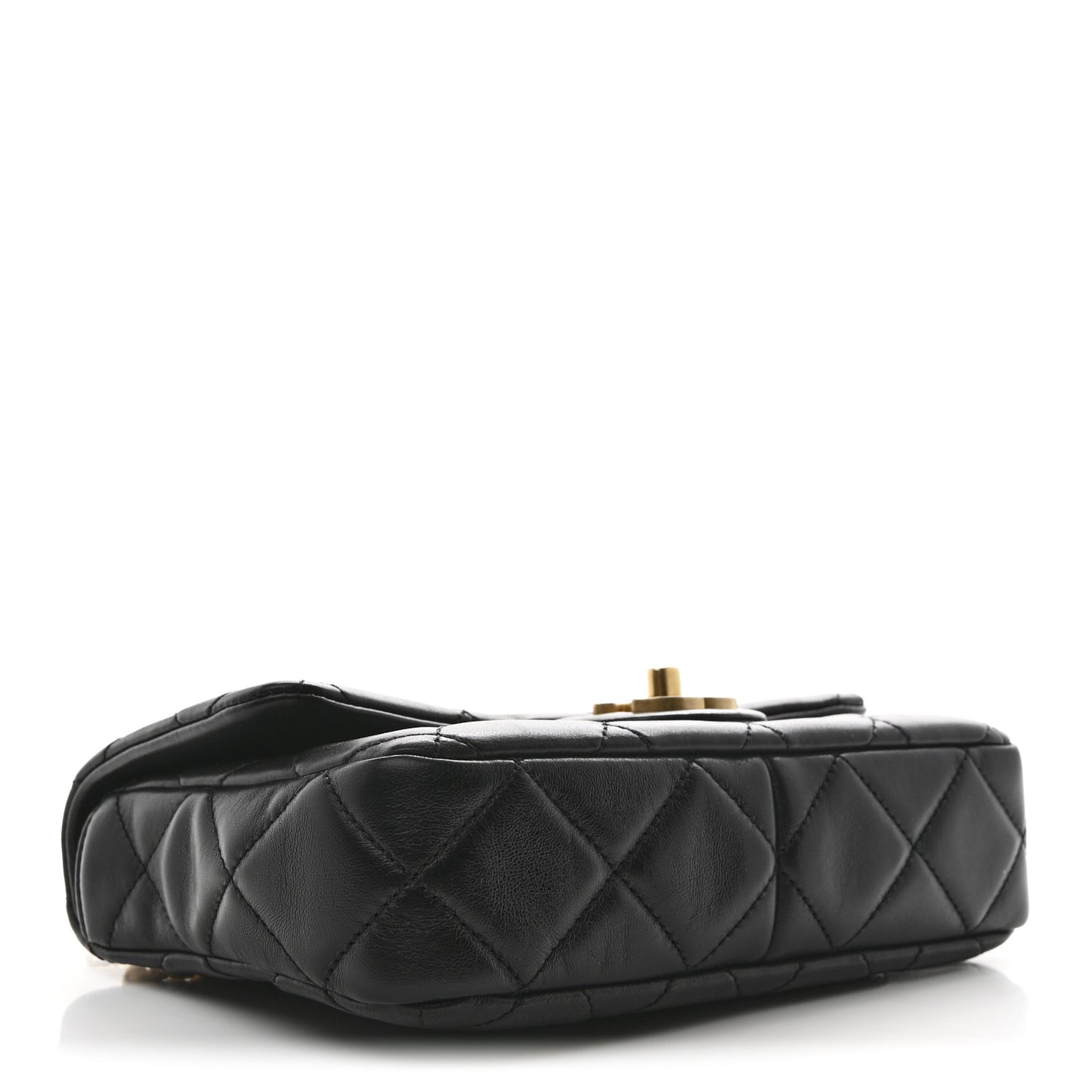 Lambskin Enamel Quilted Pending CC Square Flap Black