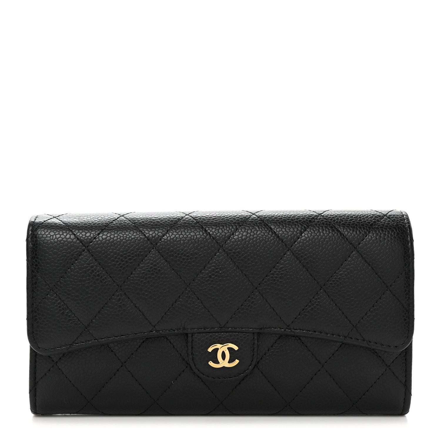 Chanel Caviar Quilted Large Gusset Flap Wallet Black 1 of 9