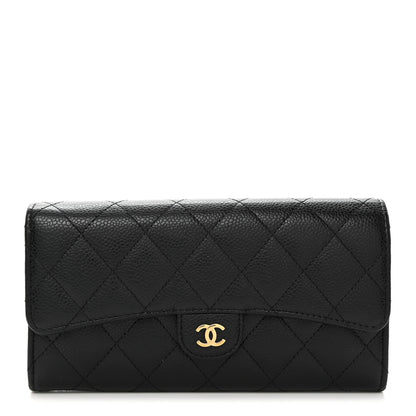 Chanel Caviar Quilted Large Gusset Flap Wallet Black 1 of 9