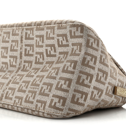 Fendi Metallic Jacquard Zucchino Suede Mini Mama Baguette Cipria Argento Grigio 9 of 13