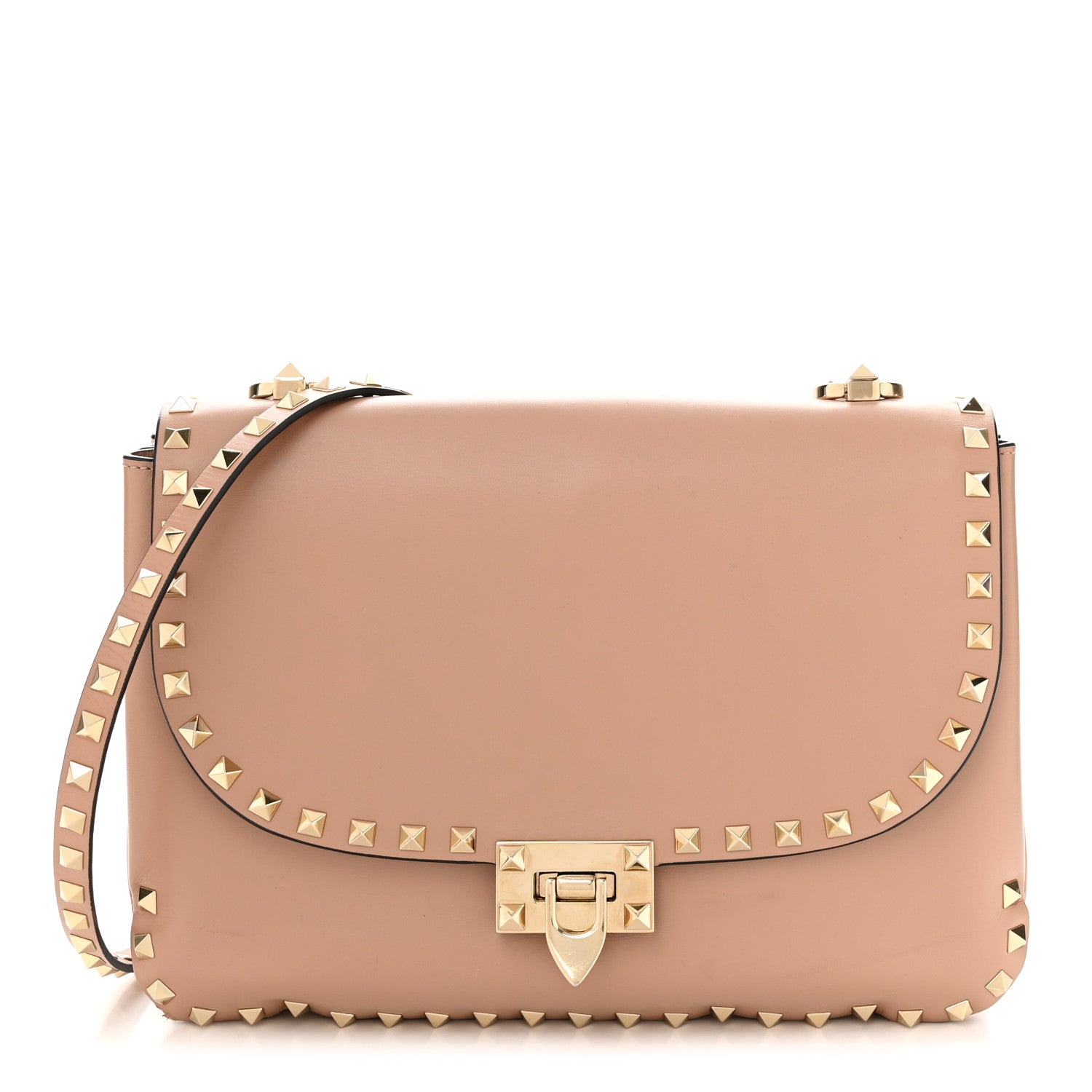 Valentino Garavani Vitello Small Rockstud Shoulder Bag Rose Cannelle 1 of 11